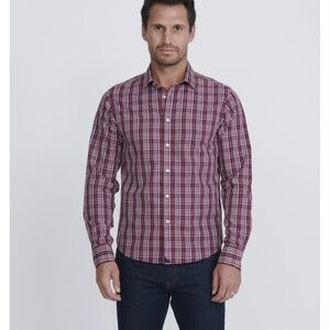 UNTUCKit Chevalier Relaxed Plaid Button Up Shirt Red Blue Wrinkle Free  Men's XL